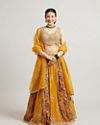 Mustard Yellow Chinon Lehenga with Zari Work